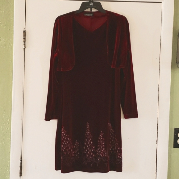Maroon Velvet Dress - Picture 1 of 5